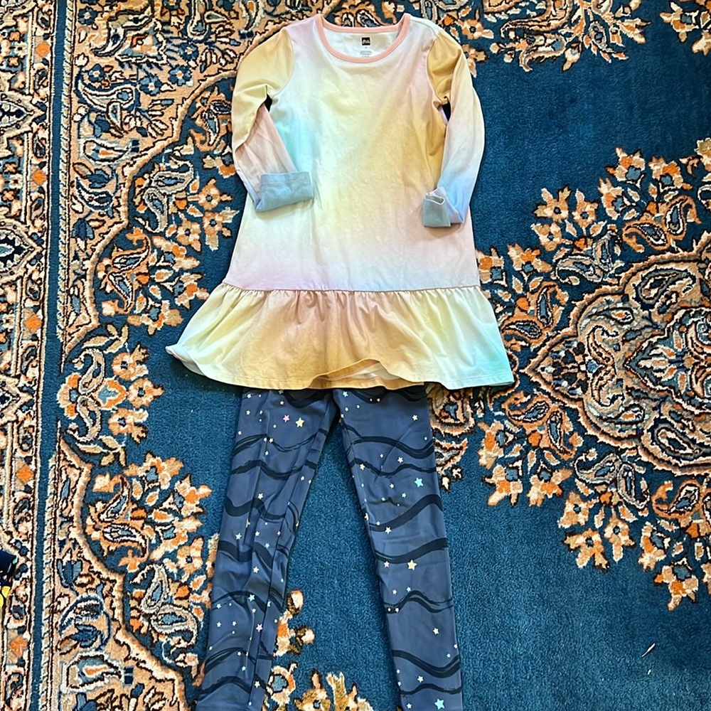 EUC Girls Tea Collection Dress and Pant Outfit Sz 7